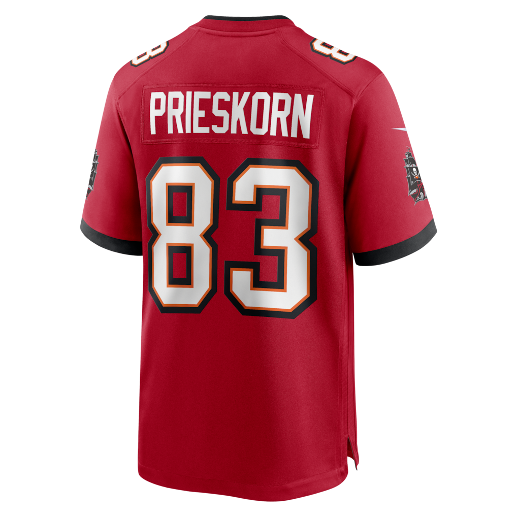 Punc TB.Buccaneers #83 Caden Prieskorn Red Team Game Jersey