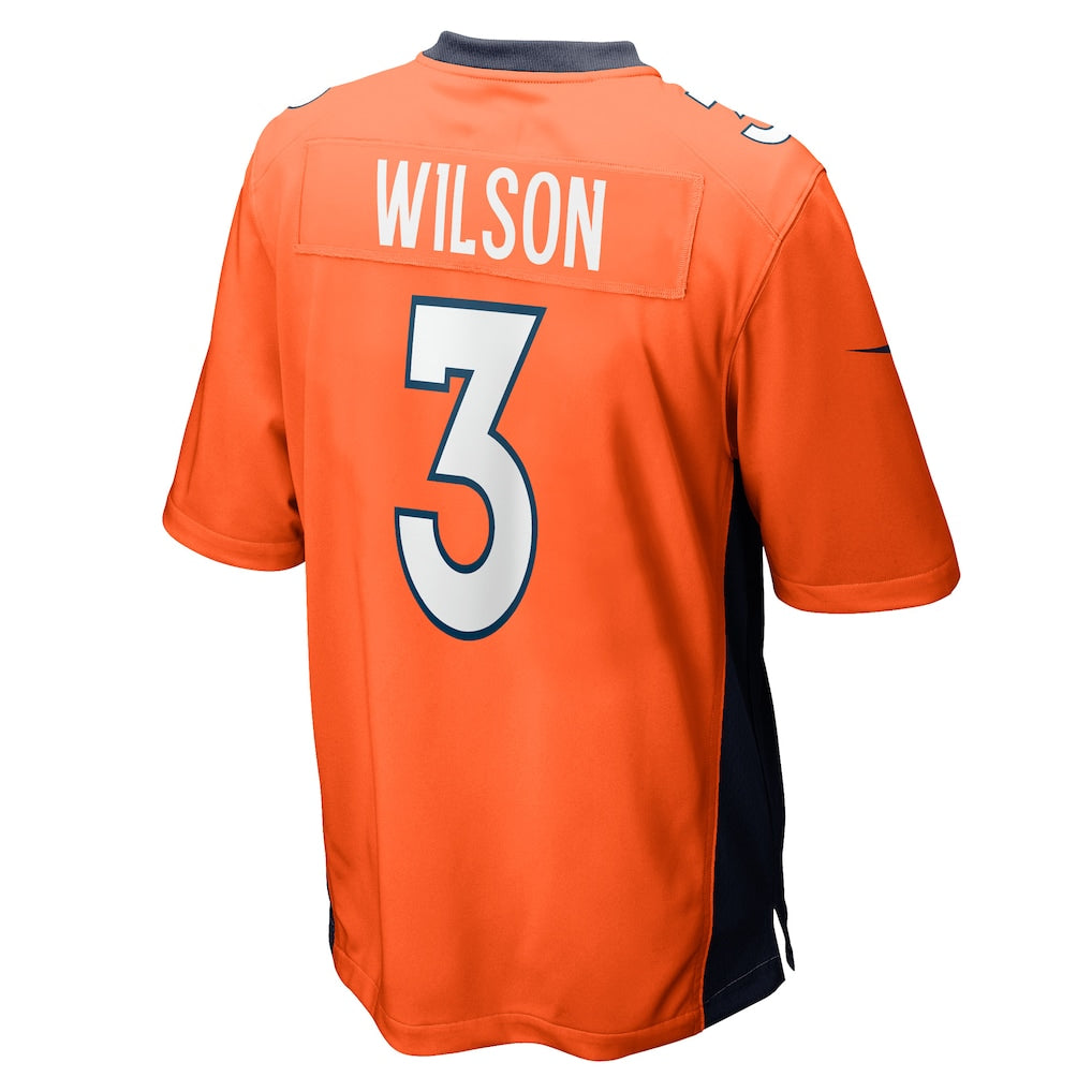 Punc D.Broncos #3 Russell Wilson Orange Game Jersey