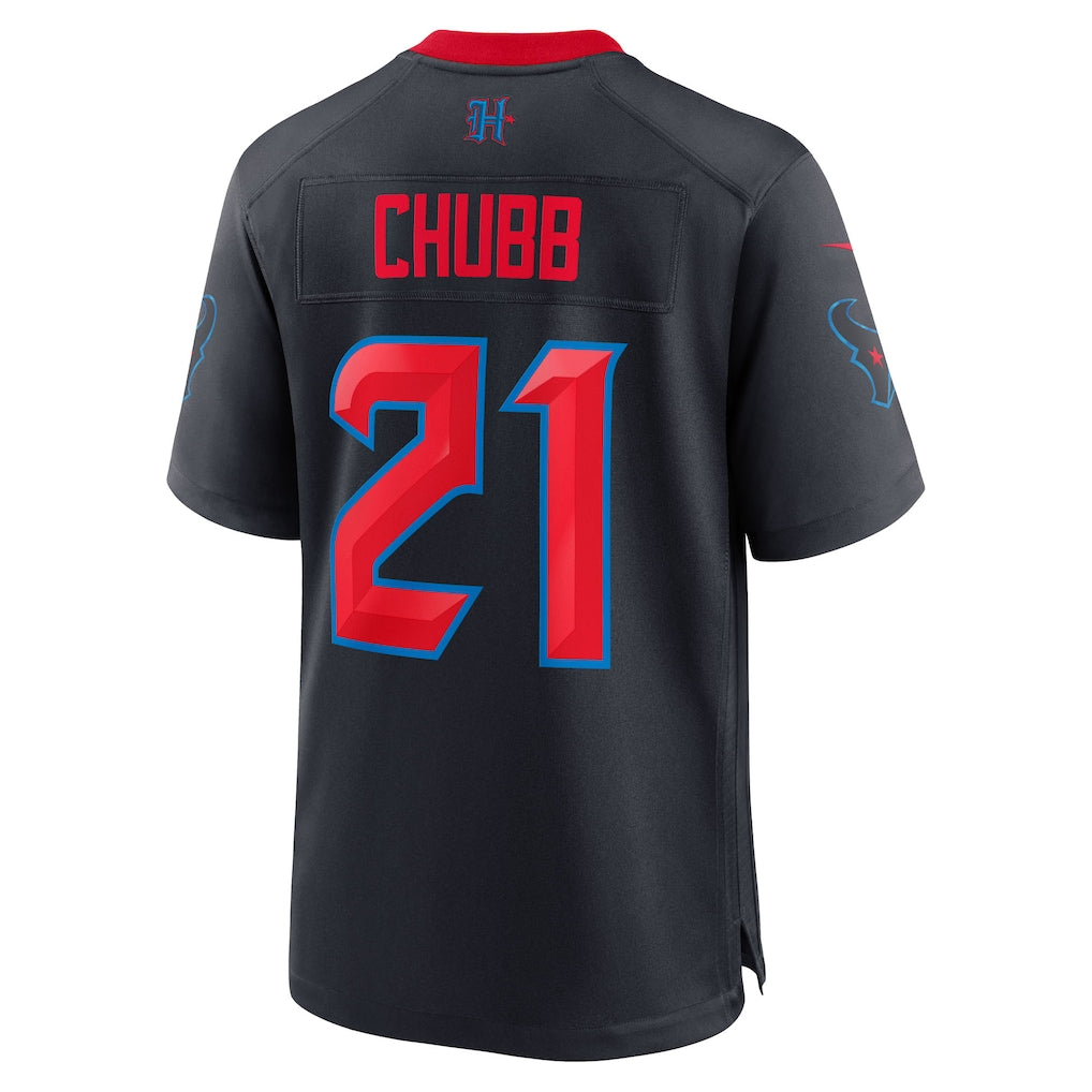 Punc H.Texans #21 Nick Chubb Navy Alternate 2 Game Jersey