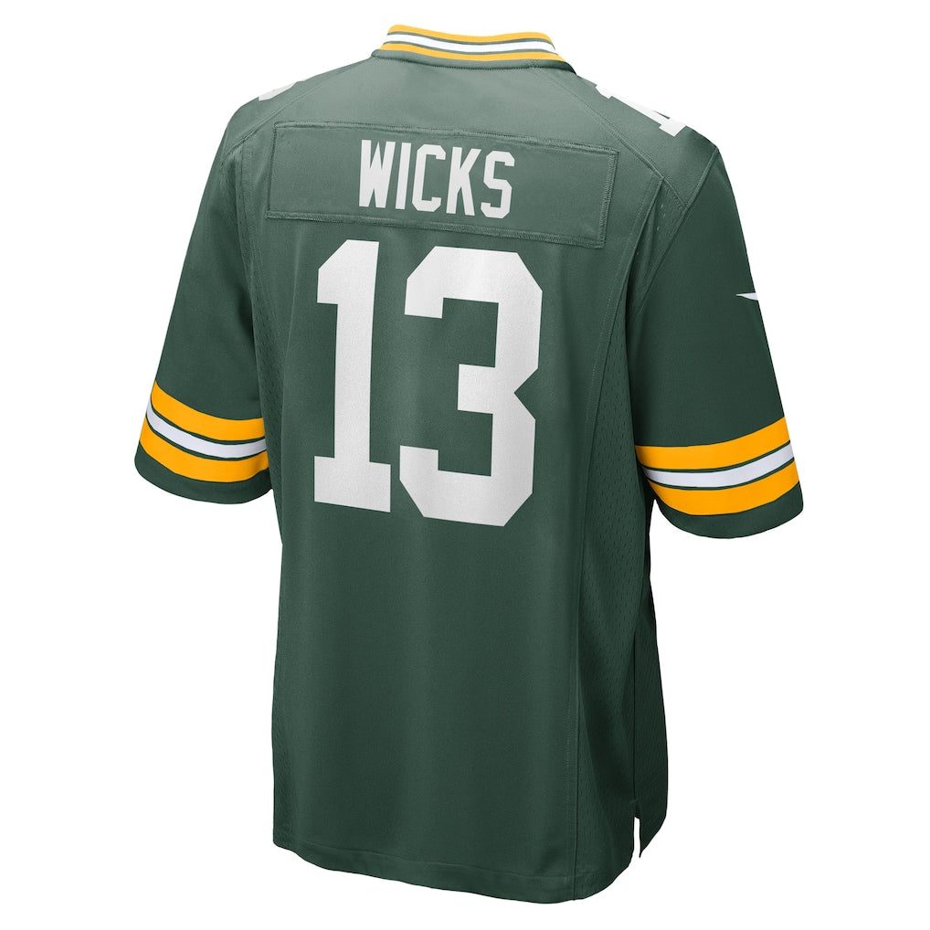 Punc GB.Packers #13 Dontayvion Wicks Green Game Jersey