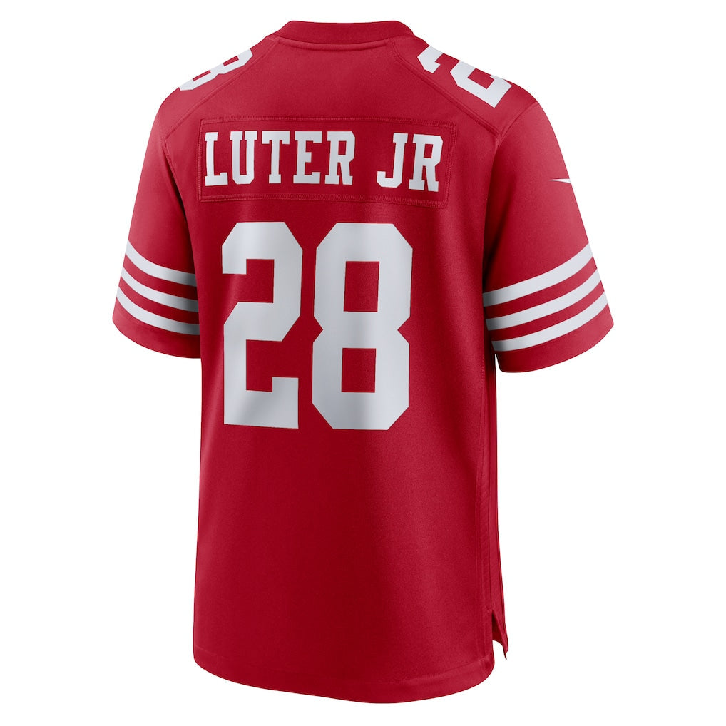 Punc SF.49ers #28 Darrell Luter Jr. Scarlet Game Jersey