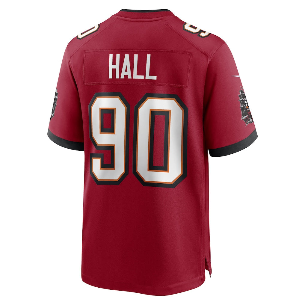 Punc TB.Buccaneers #90 Logan Hall Red Game Player Jersey