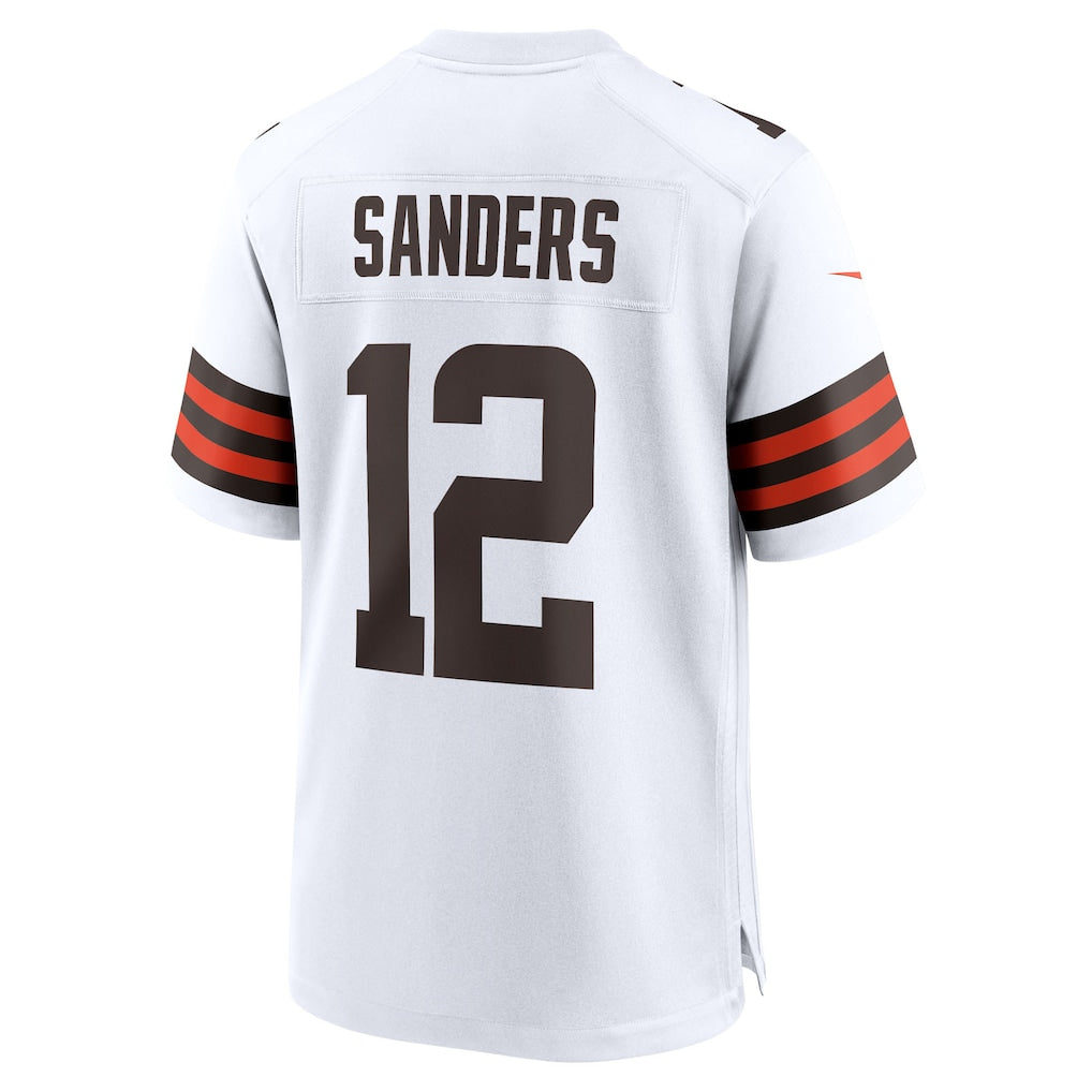 Punc C.Browns #12 Shedeur Sanders White 2025 NFL Draft Game Jersey