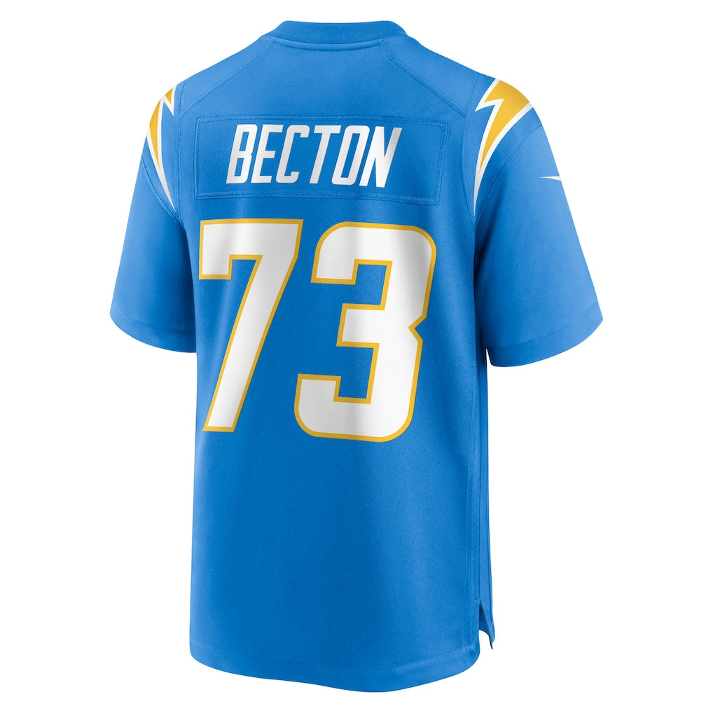 Punc LA.Chargers #73 Mekhi Becton Powder Blue Team Game Jersey