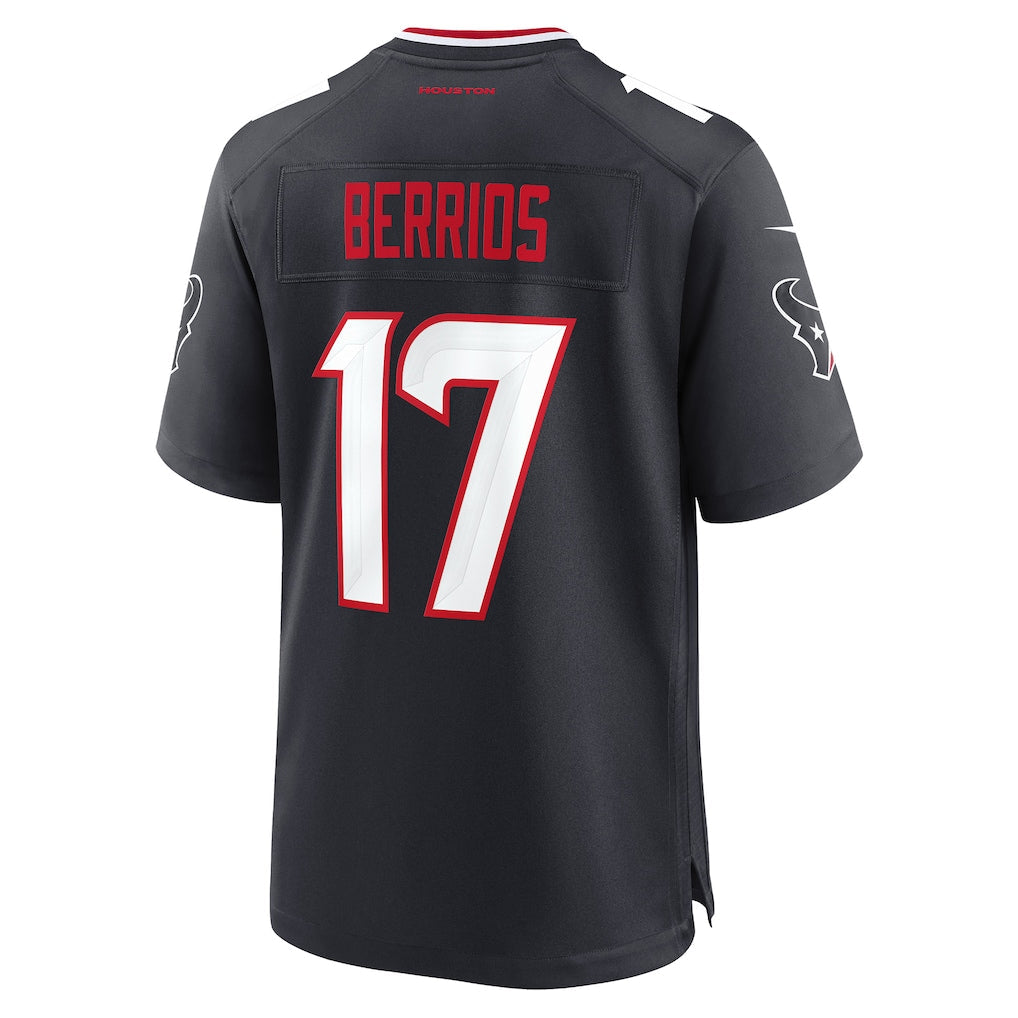 Punc H.Texans #17 Braxton Berrios Navy Team Game Jersey