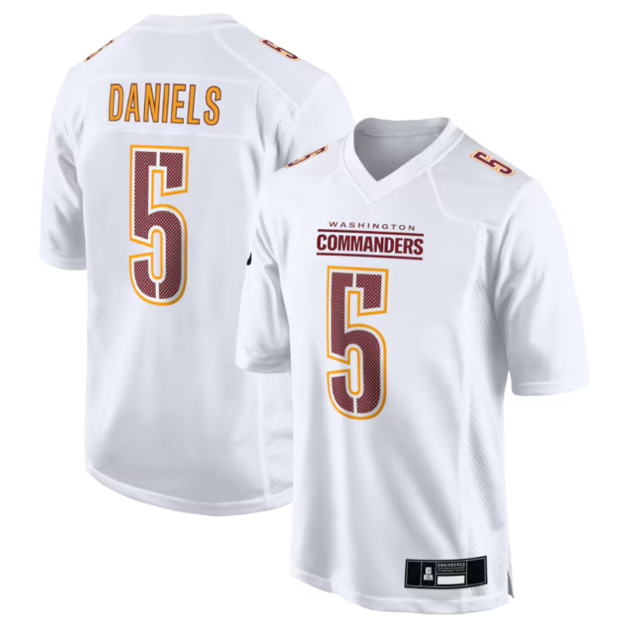 Punc #5 Jayden Daniels Player W.Commanders Tundra White Fashion Stitched Jerseys