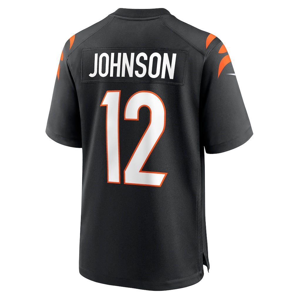 Punc C.Bengals #12 Tyron Johnson Black Home Game Player Jersey
