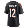 Punc C.Bengals #12 Tyron Johnson Black Home Game Player Jersey