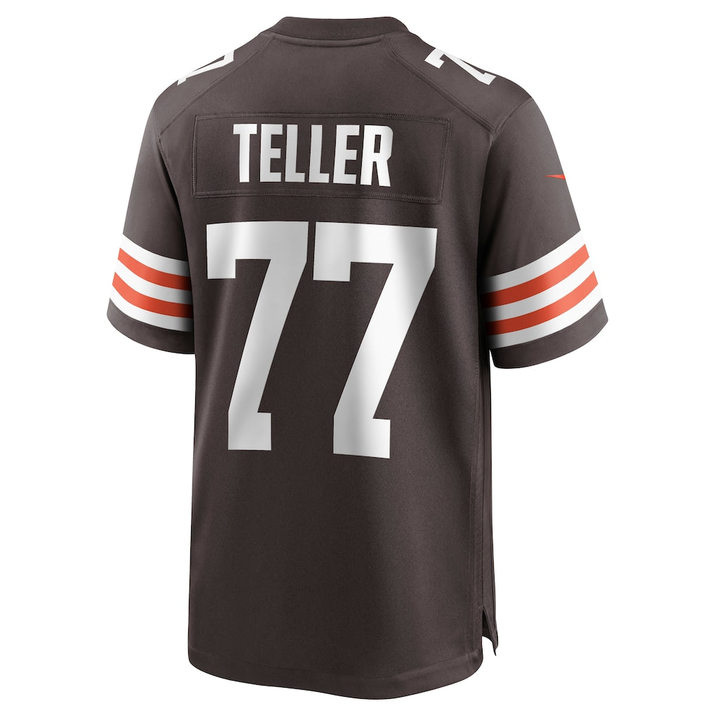 Punc C.Browns #77 Wyatt Teller Brown Game Jersey