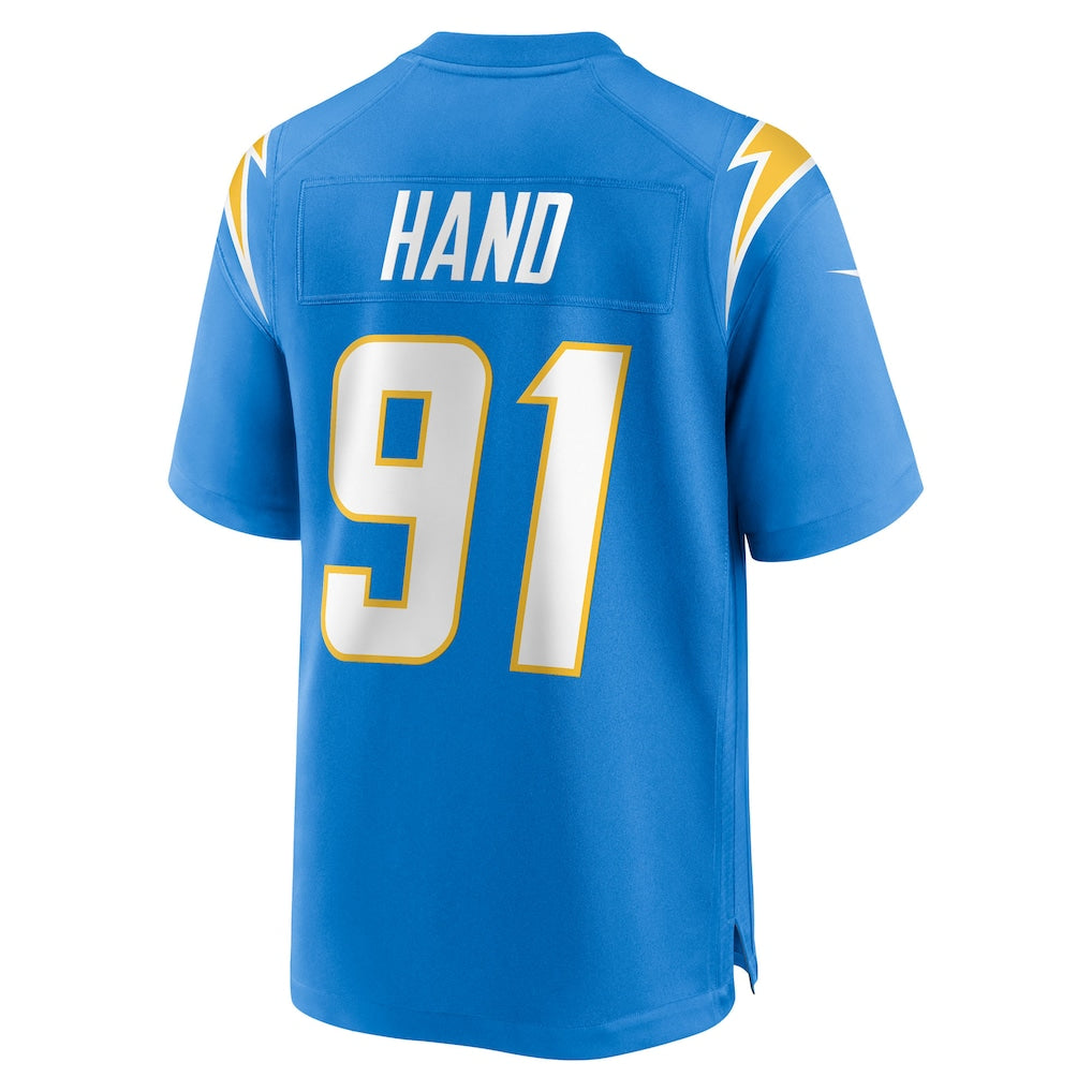 Punc LA.Chargers #91 Da'Shawn Hand Powder Blue Team Game Jersey