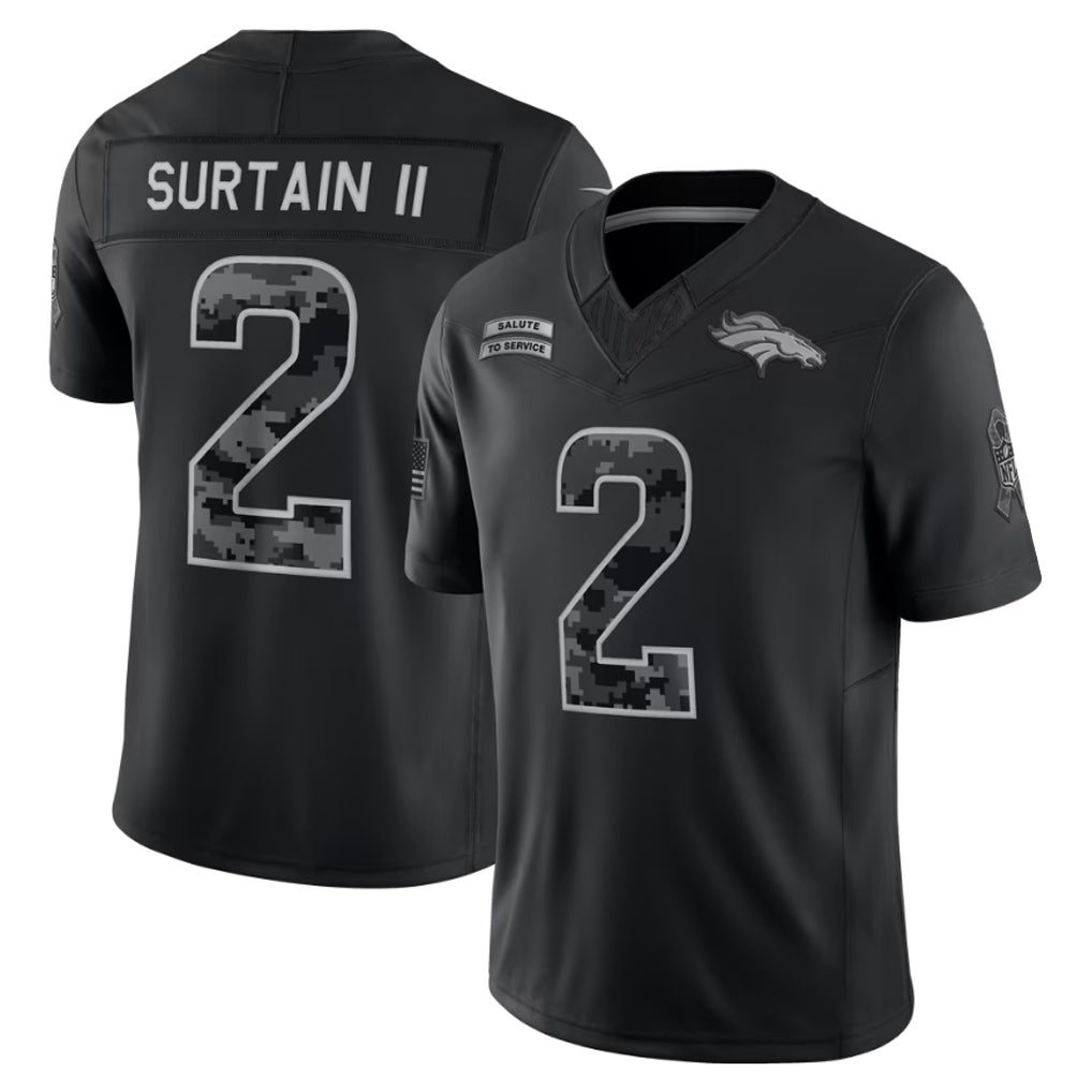 Punc D.Broncos #2 Patrick Surtain II Player Black Limited 2026 Salute to Service Home Game Stitched Jerseys