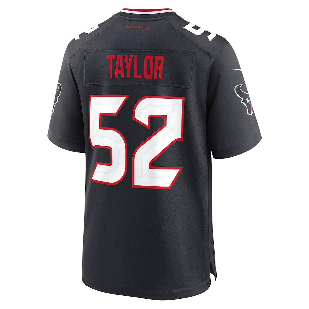 Punc H.Texans #52 Darrell Taylor Navy Team Game Jersey