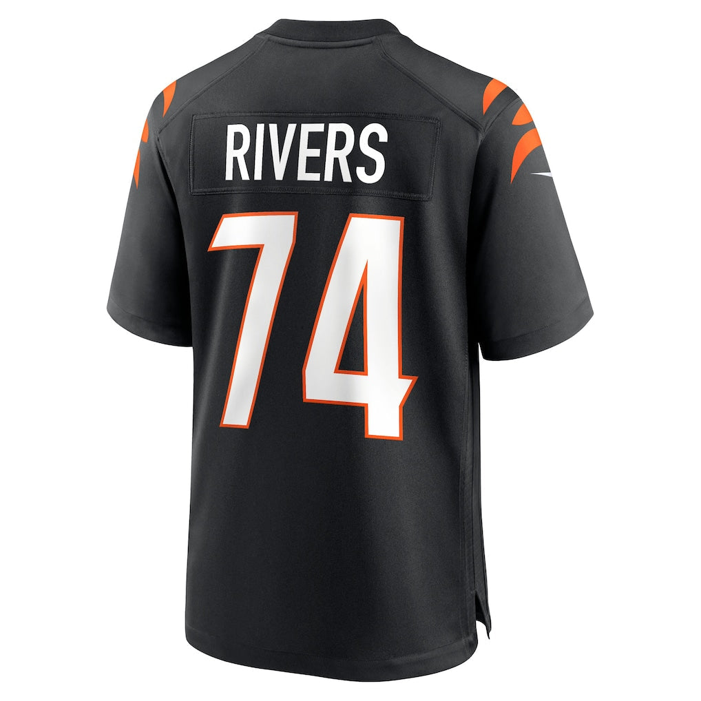 Punc C.Bengals #74 Jalen Rivers Black Team Game Jersey