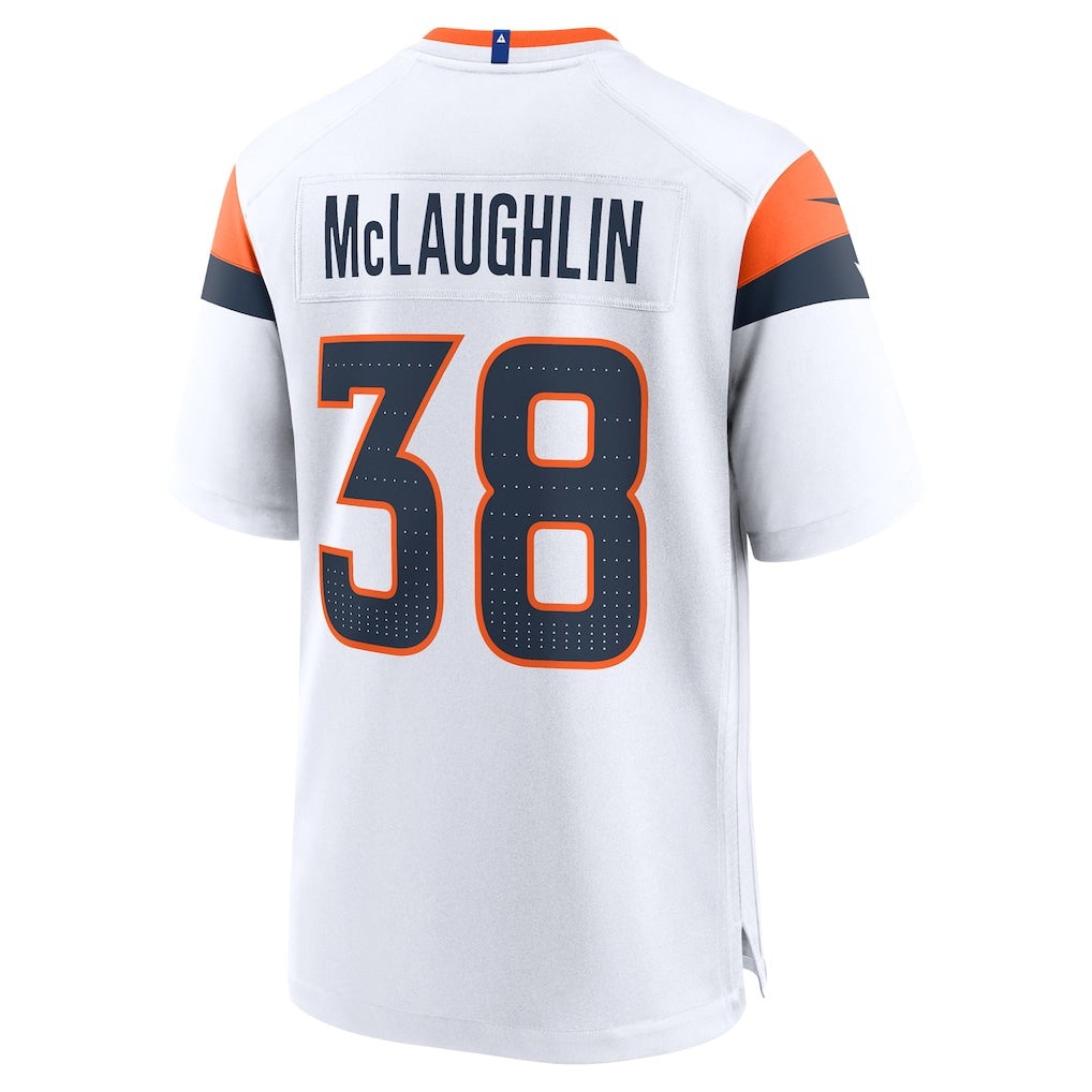 Punc D.Broncos #38 Jaleel McLaughlin White Game Jersey
