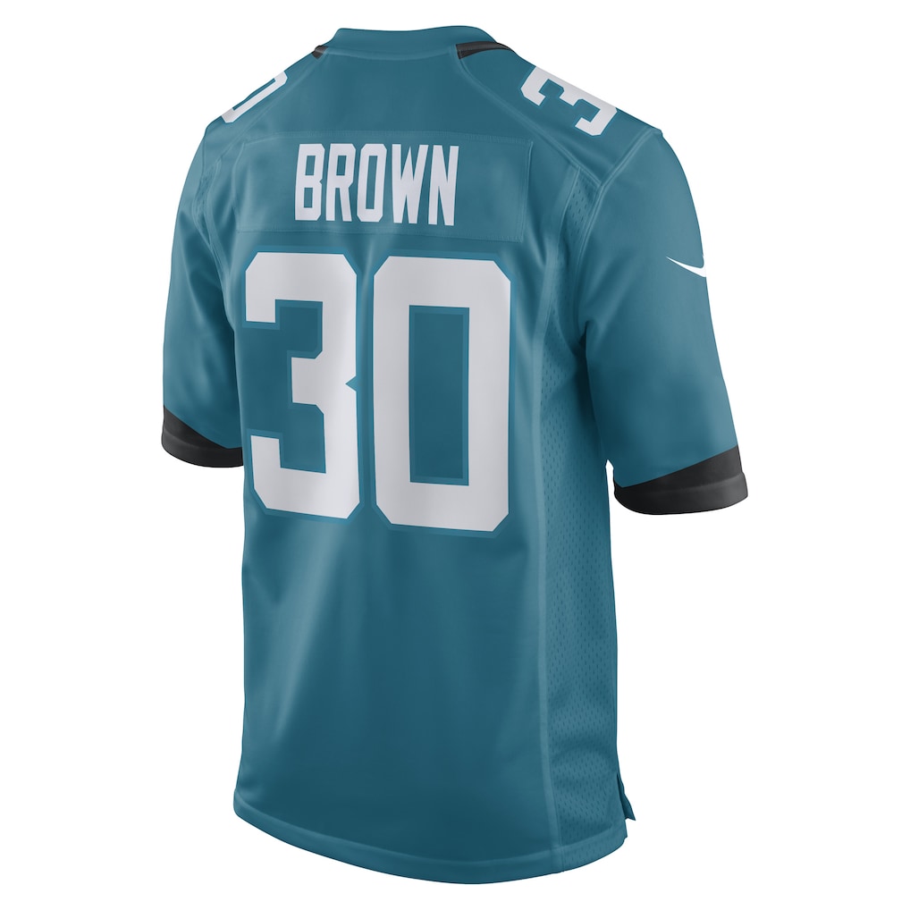 Punc J.Jaguars #30 Montaric Brown Teal Game Player Jersey