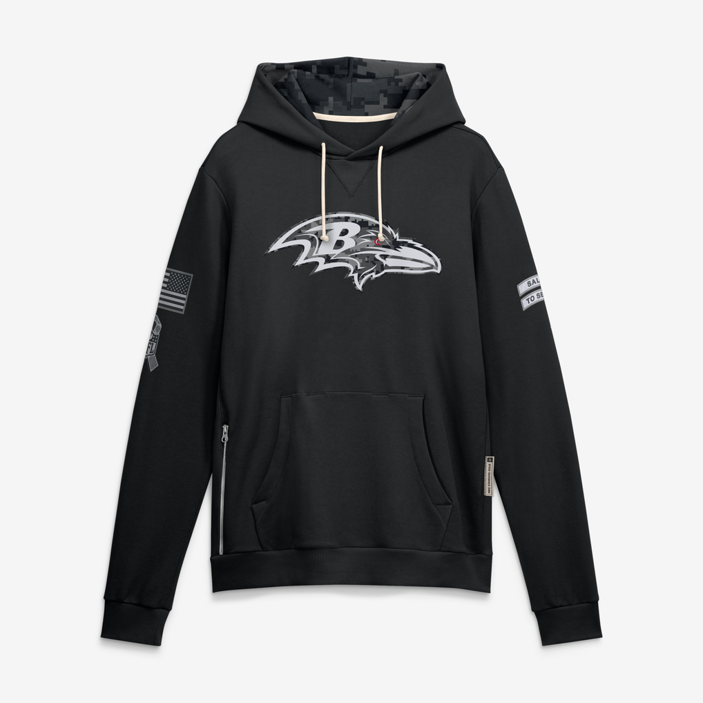 Punc B.Ravens Black 2026 Salute to Service Sideline Dri-FIT Pullover Hoodie Jerseys