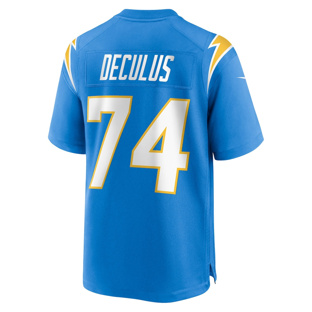 Punc LA.Chargers #74 Austin Deculus Powder Blue Team Game Jersey
