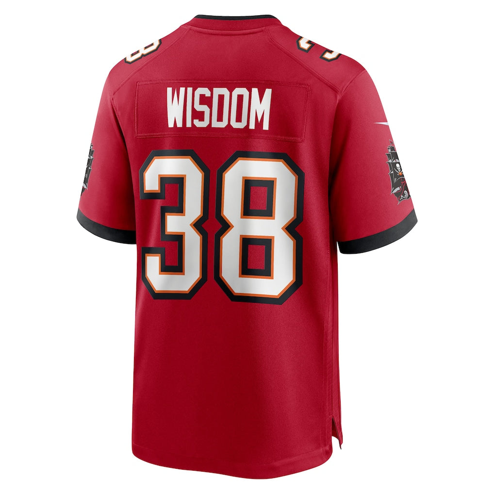 Punc TB.Buccaneers #38 Rashad Wisdom Red Team Game Jersey