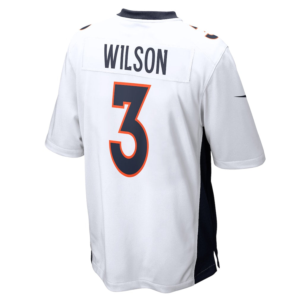Punc D.Broncos #3 Russell Wilson White Game Jersey