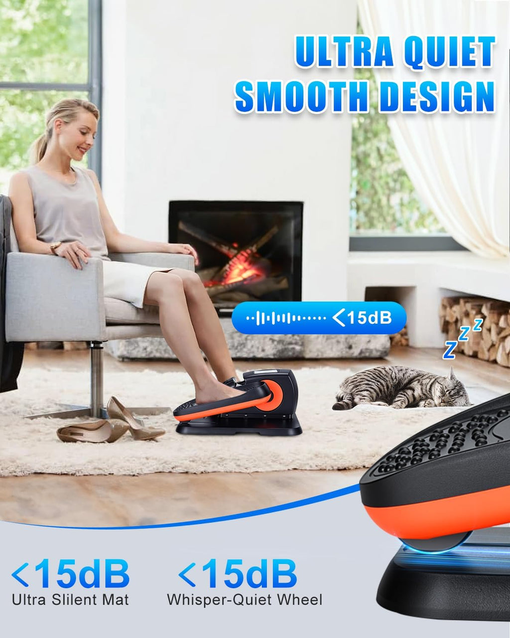 Putnen Under Desk Elliptical Machine, Electric Leg Exerciser for Seniors | 100% No Assembly, Portable Quiet Elliptical Exercise Machine, Seated Pedal Exerciser with Remote Control & 12 Speeds