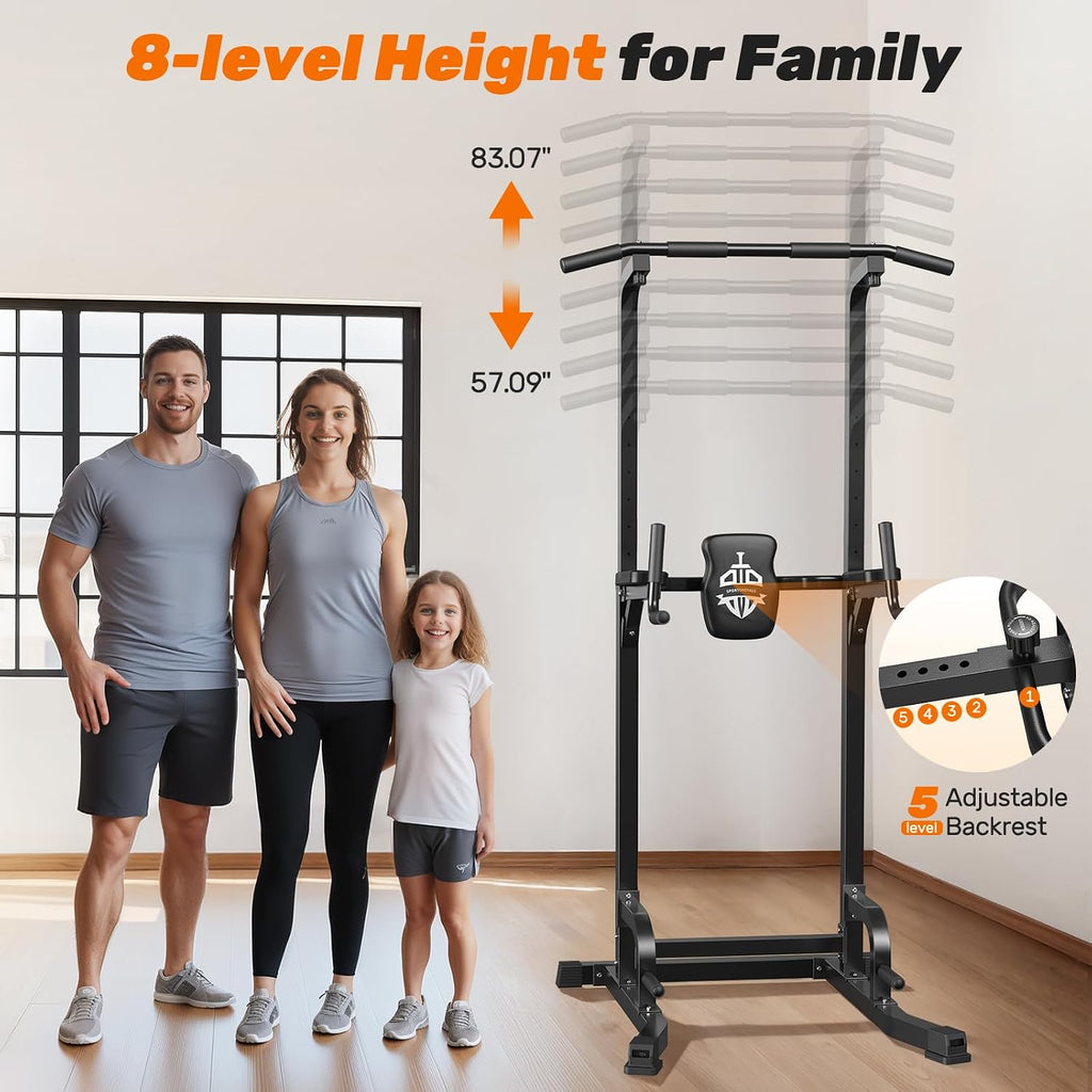 SPORTSROYALS Free Standing Pull Up Bar, Power Tower for Home Gym Training | Sturdy Free Standing Workout Station for Pull-Ups, Dips, Leg Raises and Full-Body Home Gym Strength Training