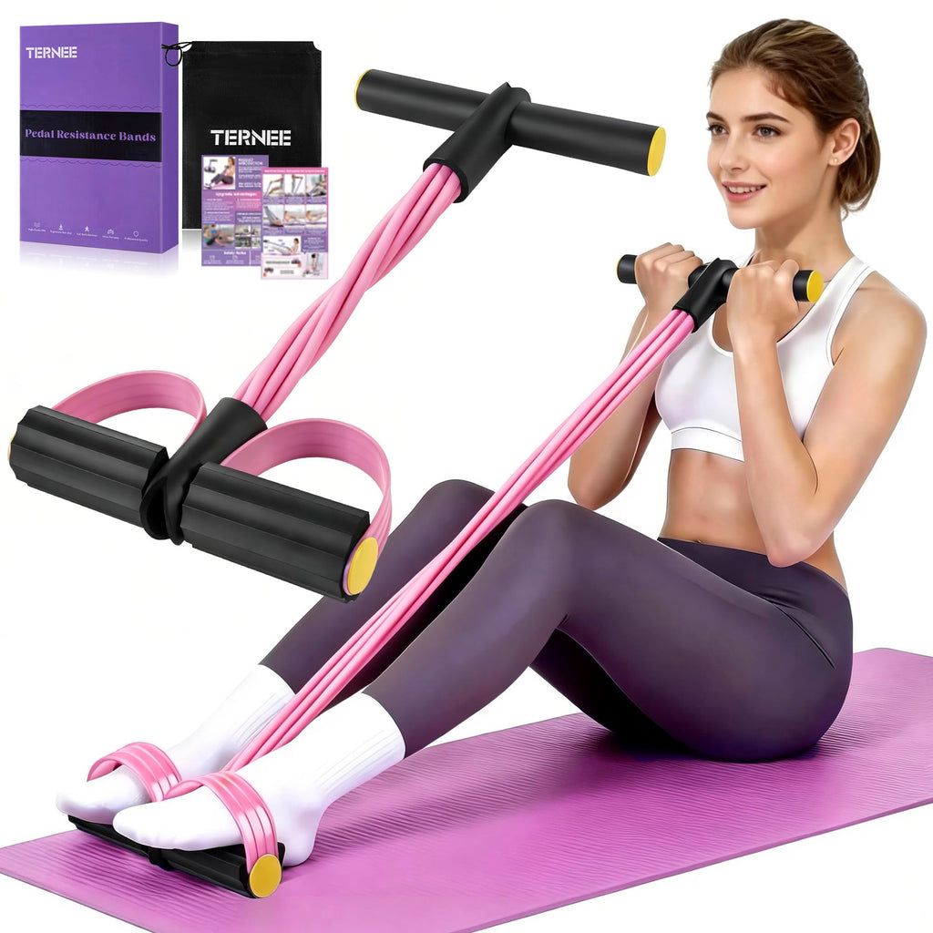 Pedal Resistance Band with Handle， Foot Pedal Resistance Band for Women，Multifunction Exercise Bands for Home Gym Full Body Workout