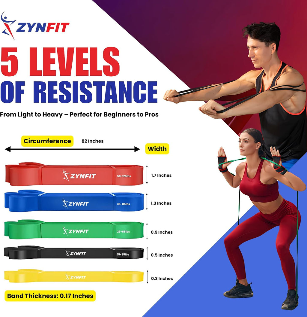 Pull Up Bands, Resistance Bands Set with Door Anchor, 5-Level Pull Up Assistance Bands for Working Out, Workout Bands for Home Gym