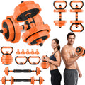 Adjustable Dumbbell Set with Barbell Connector, 5-in-1 Home Gym Free Weights for Full-Body Strength Training, Space-Saving Design for Apartments and Garage Gyms
