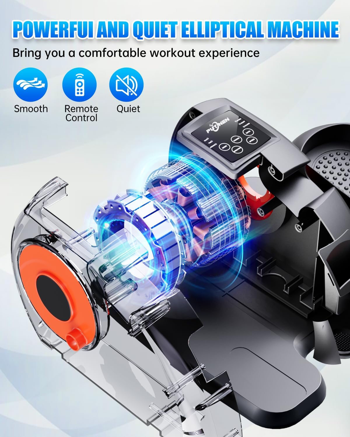 Putnen Under Desk Elliptical Machine, Electric Leg Exerciser for Seniors | 100% No Assembly, Portable Quiet Elliptical Exercise Machine, Seated Pedal Exerciser with Remote Control & 12 Speeds