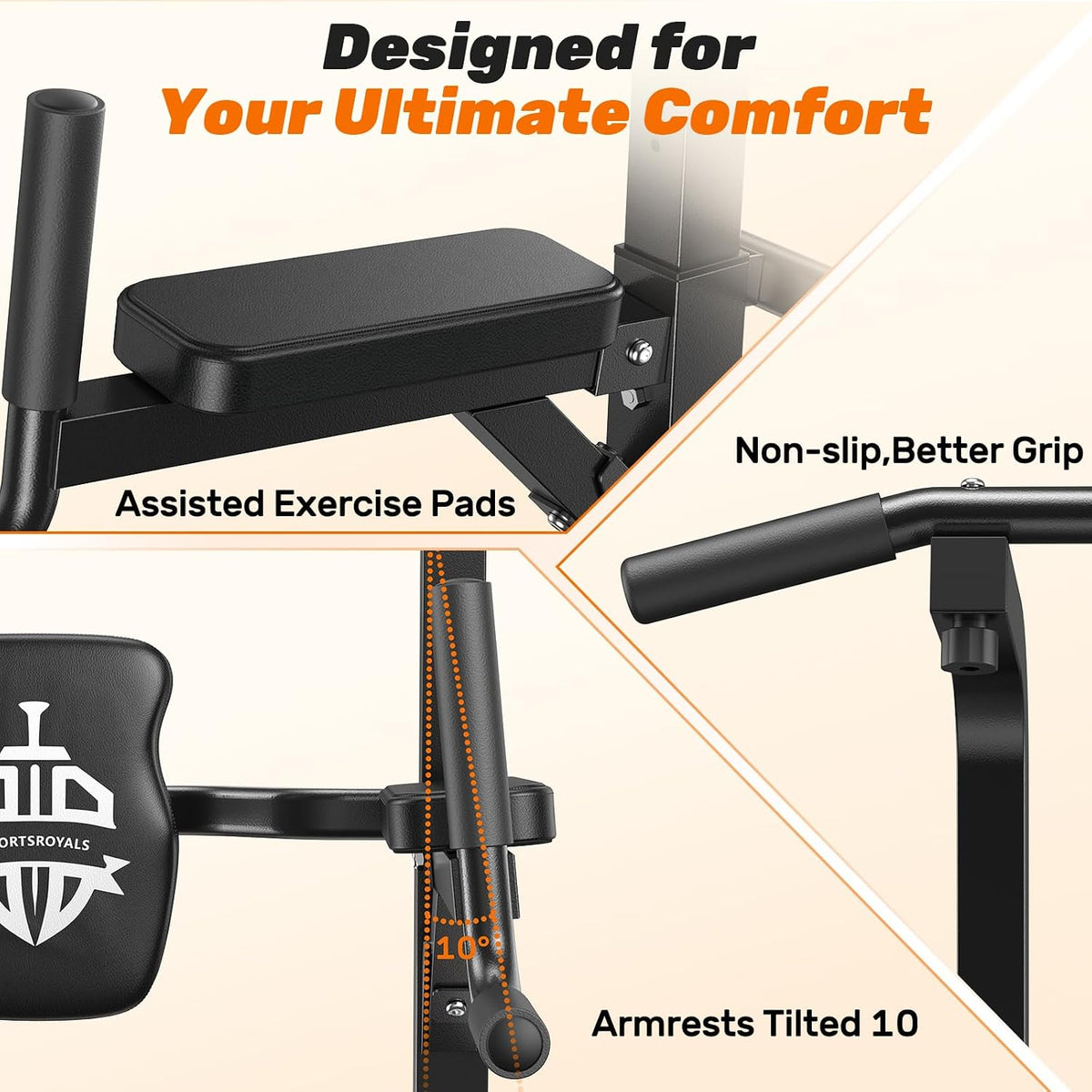 SPORTSROYALS Free Standing Pull Up Bar, Power Tower for Home Gym Training | Sturdy Free Standing Workout Station for Pull-Ups, Dips, Leg Raises and Full-Body Home Gym Strength Training