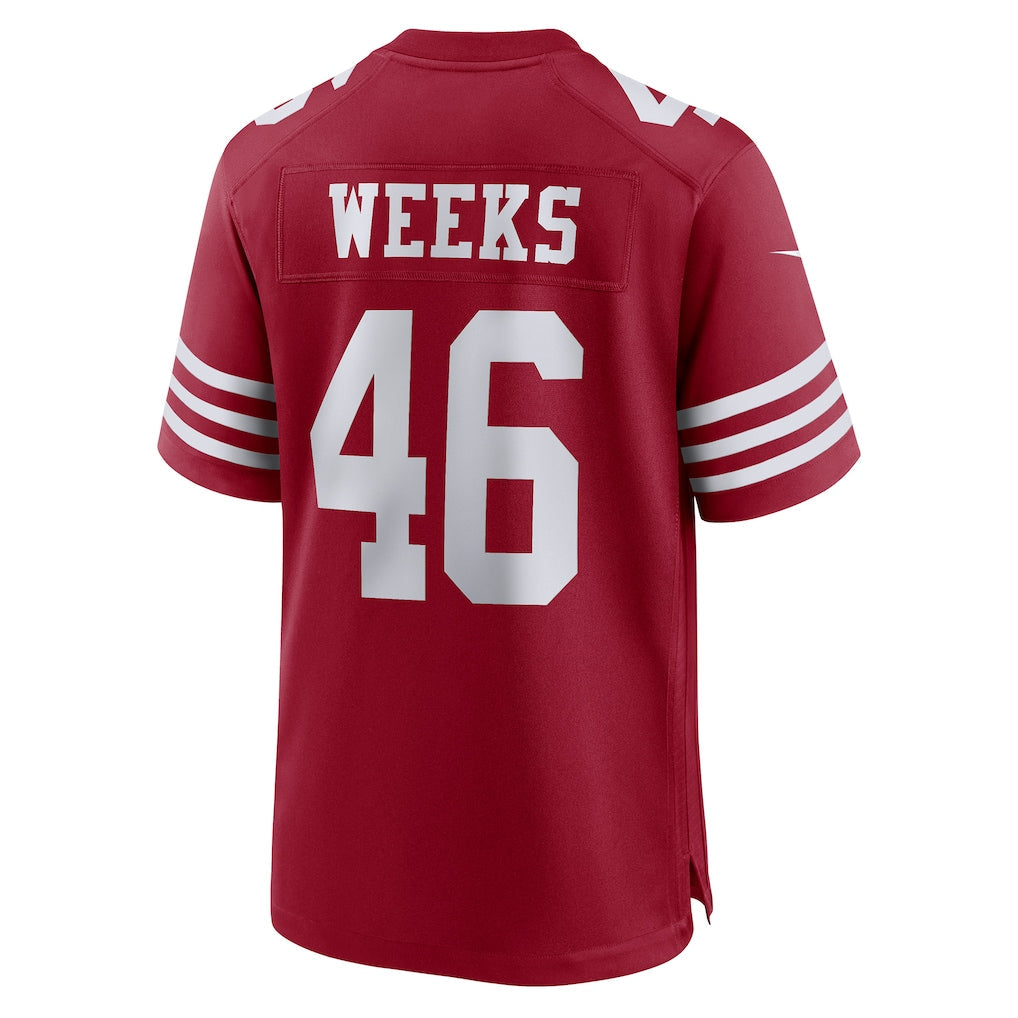 Punc SF.49ers #46 Jon Weeks Scarlet Team Game Jersey