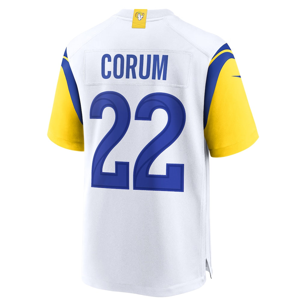 Punc LA.Rams #22 Blake Corum White Game Jersey