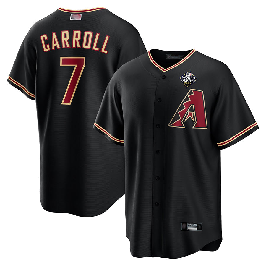Punc A.Diamondbacks #7 Corbin Carroll Player Black World Series Replica Personalized Stitched Jerseys