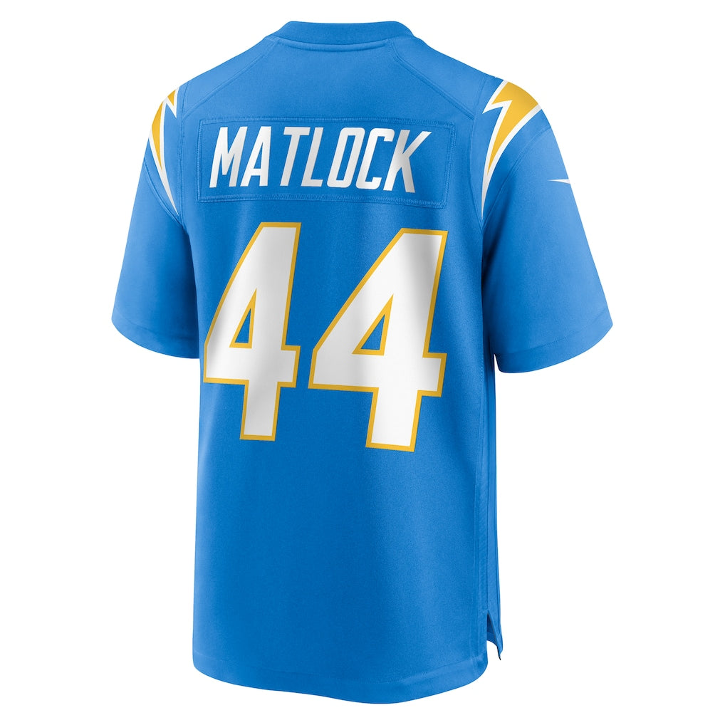 Punc LA.Chargers #44 Scott Matlock Powder Blue Team Game Jersey