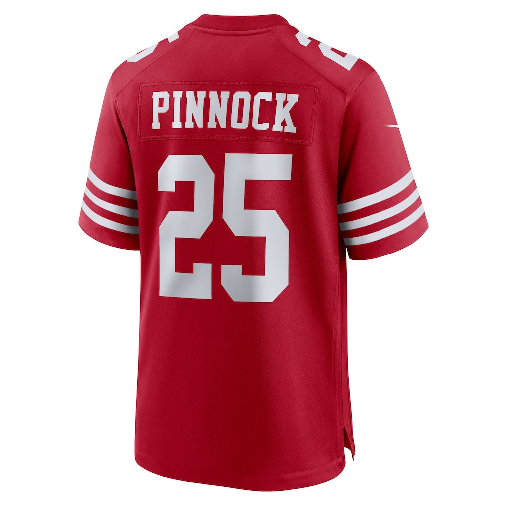 Punc SF.49ers #25 Jason Pinnock Scarlet Team Game Jersey