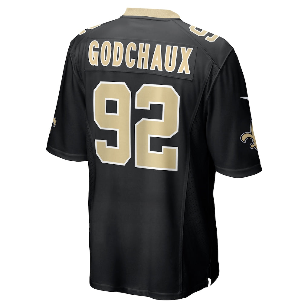 Punc NO.Saints #92 Davon Godchaux Black Team Game Jersey