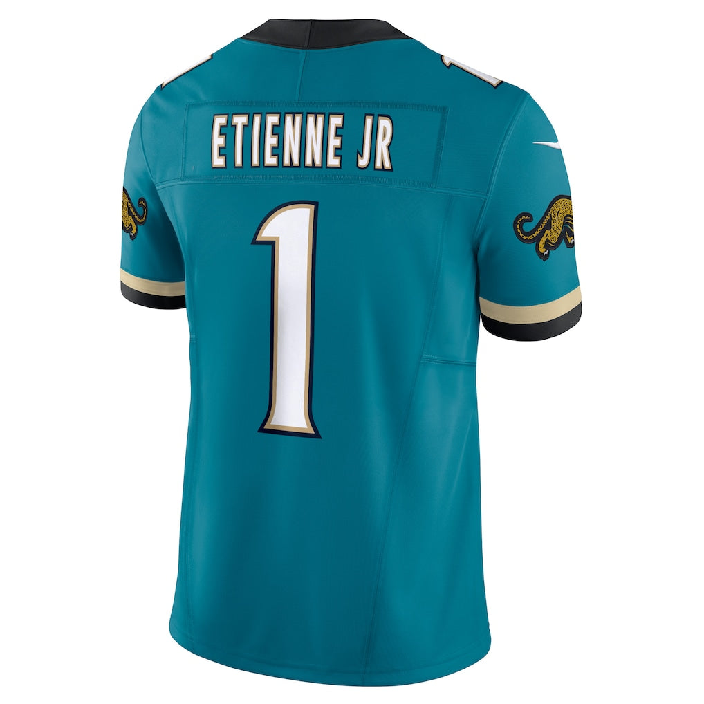 Punc J.Jaguars #1 Travis Etienne Jr Teal Prowler Throwback Vapor F.U.S.E. Limited Jersey