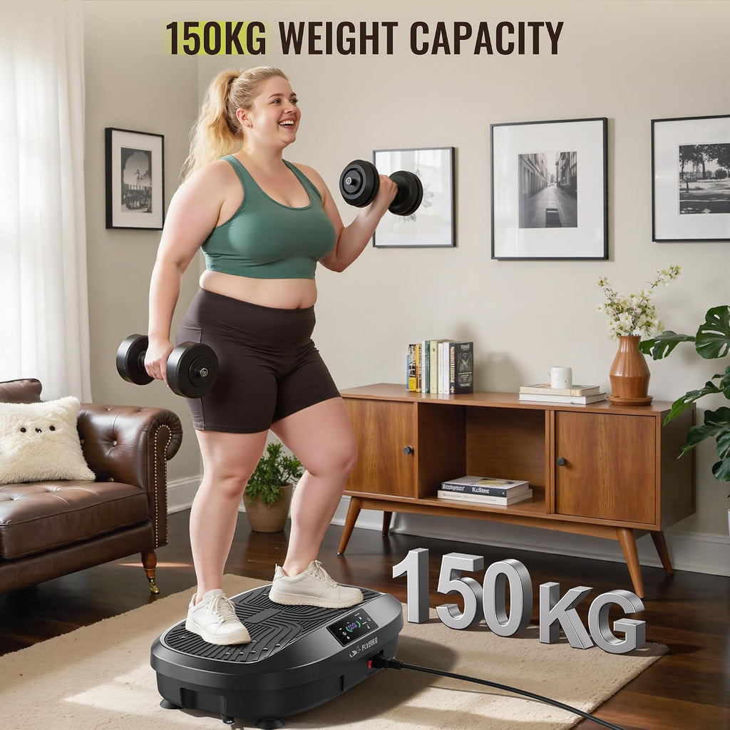 FLYBIRD Vibration Plate Exercise Machine for Lymphatic Drainage, Adjustable Levels Full Body Workout, Curved Vibration Plate with Powerful Motor for Weight Loss Fat Burner, Home Fitness Equipment