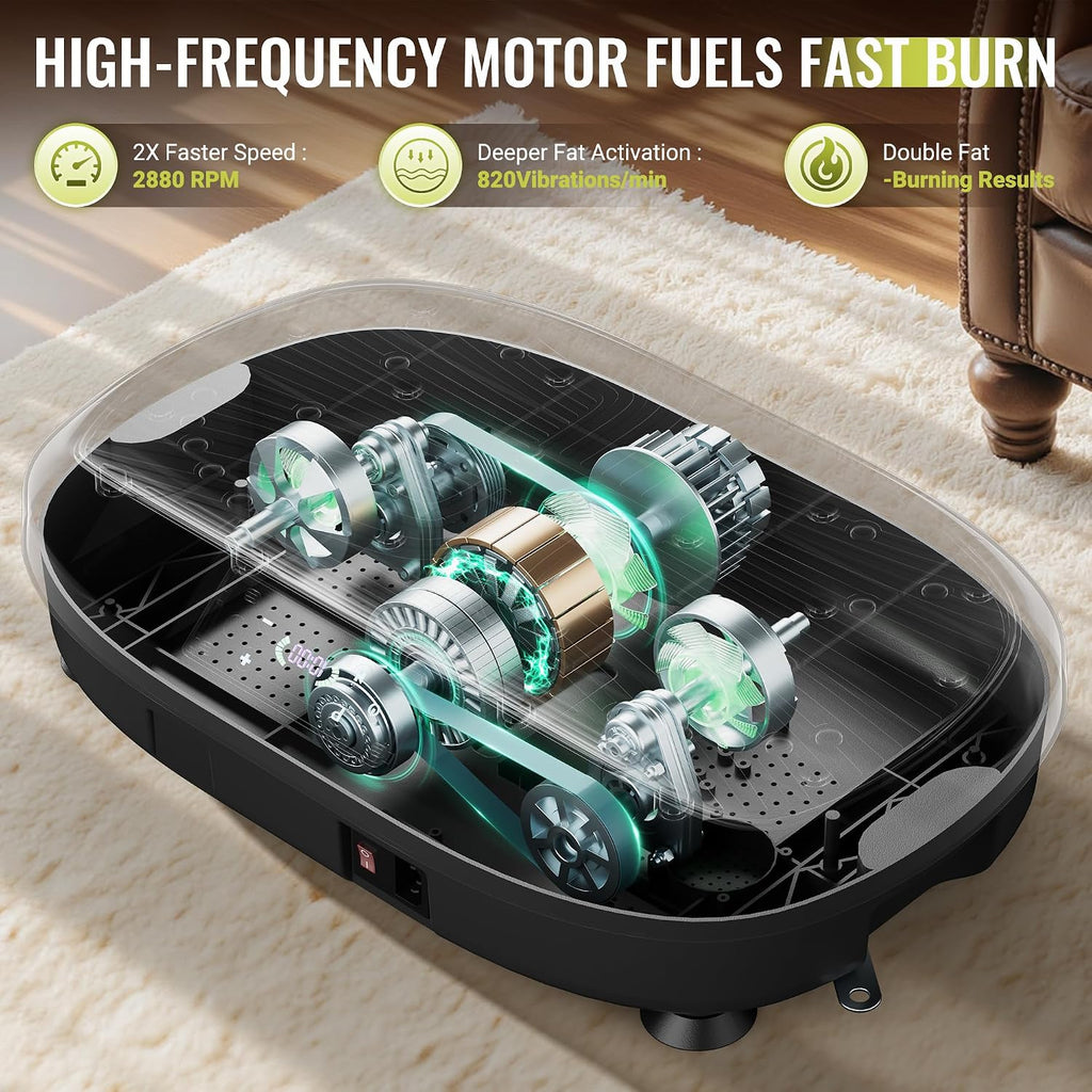 FLYBIRD Vibration Plate Exercise Machine for Lymphatic Drainage, Adjustable Levels Full Body Workout, Curved Vibration Plate with Powerful Motor for Weight Loss Fat Burner, Home Fitness Equipment