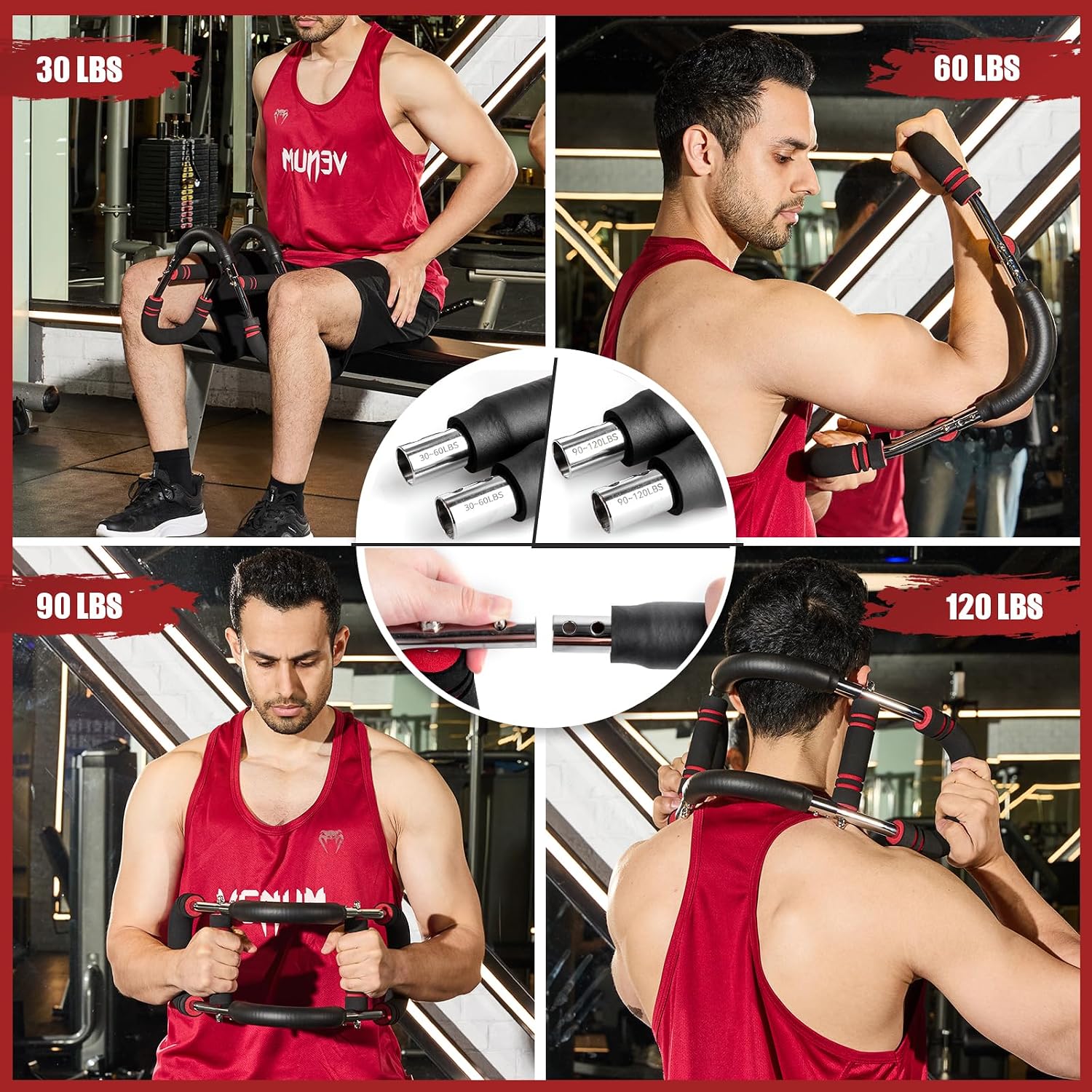 Twister Arm Trainer, 30-120 lbs Adjustable Chest Workout Equipment | 4 Spring & Poster for Men & Women, Detachable Power Twister Home Fitness Equipment for Enhancing Upper Body Muscle