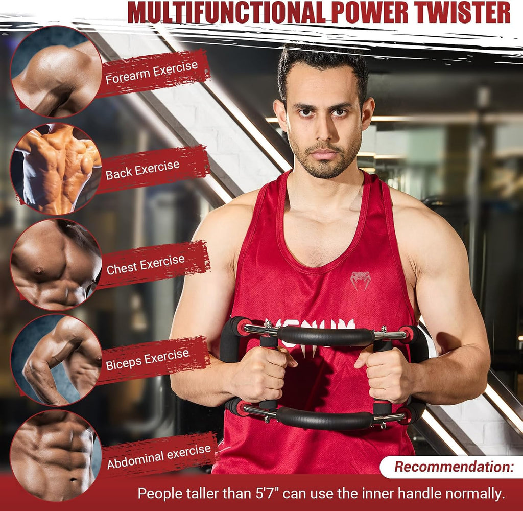Twister Arm Trainer, 30-120 lbs Adjustable Chest Workout Equipment | 4 Spring & Poster for Men & Women, Detachable Power Twister Home Fitness Equipment for Enhancing Upper Body Muscle
