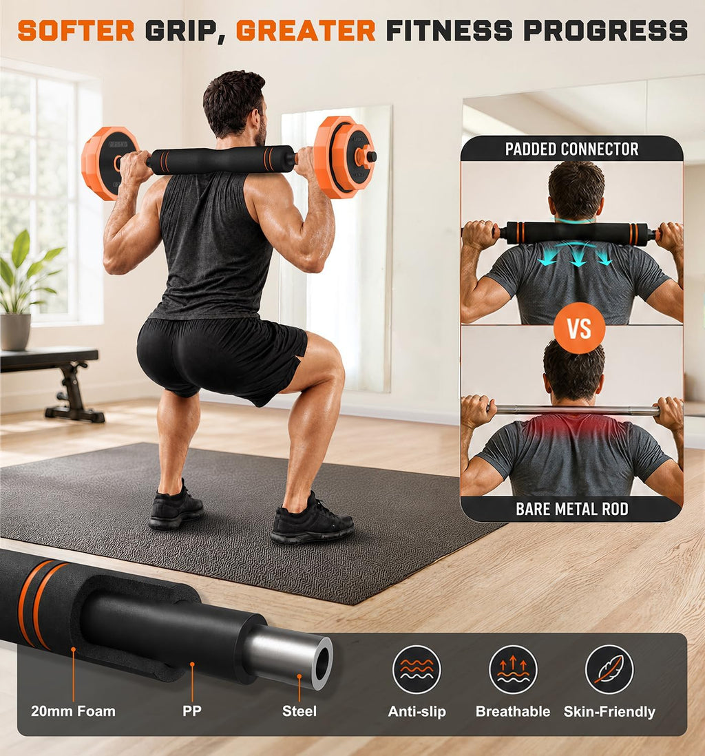 Adjustable Dumbbell Set with Barbell Connector, 5-in-1 Home Gym Free Weights for Full-Body Strength Training, Space-Saving Design for Apartments and Garage Gyms