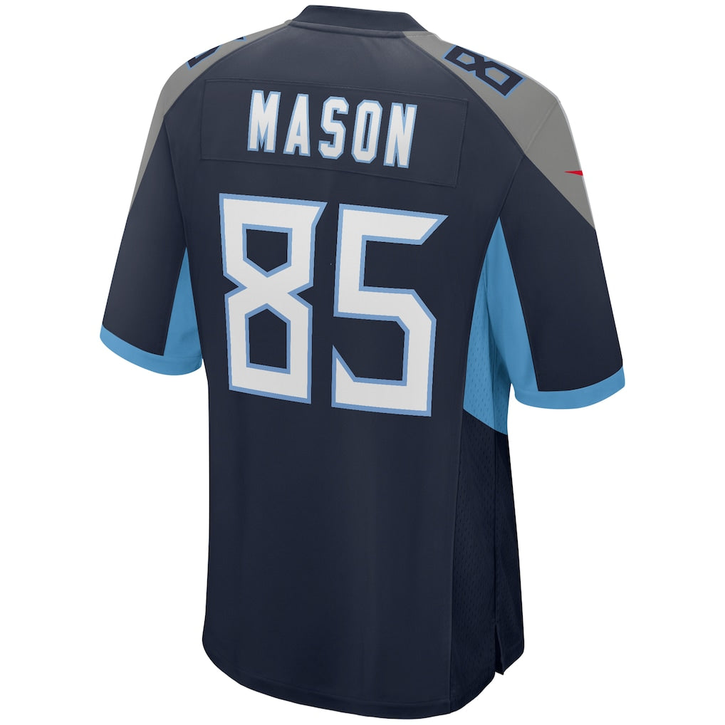 Punc T.Titans #85 Derrick Mason Navy Game Retired Player Jersey