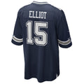 Punc D.Cowboys #15 Ezekiel Elliott Navy Team Game Jersey