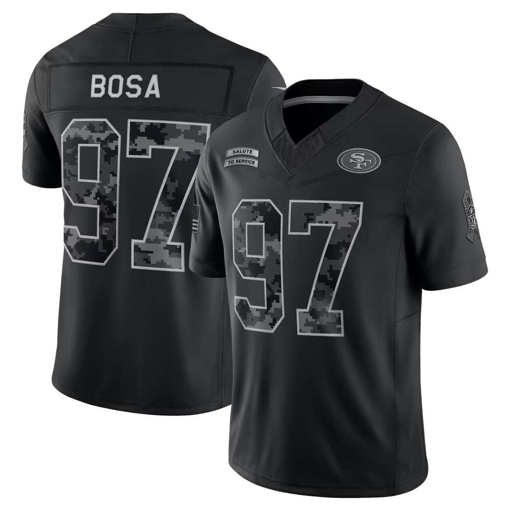 Punc SF.49ers #97 Nick Bosa Player Black Limited 2026 Salute to Service Home Game Stitched Jerseys