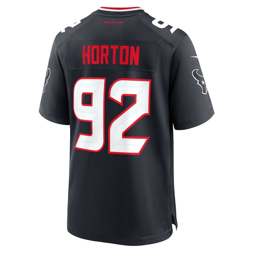 Punc H.Texans #92 Dylan Horton Navy Team Game Jersey