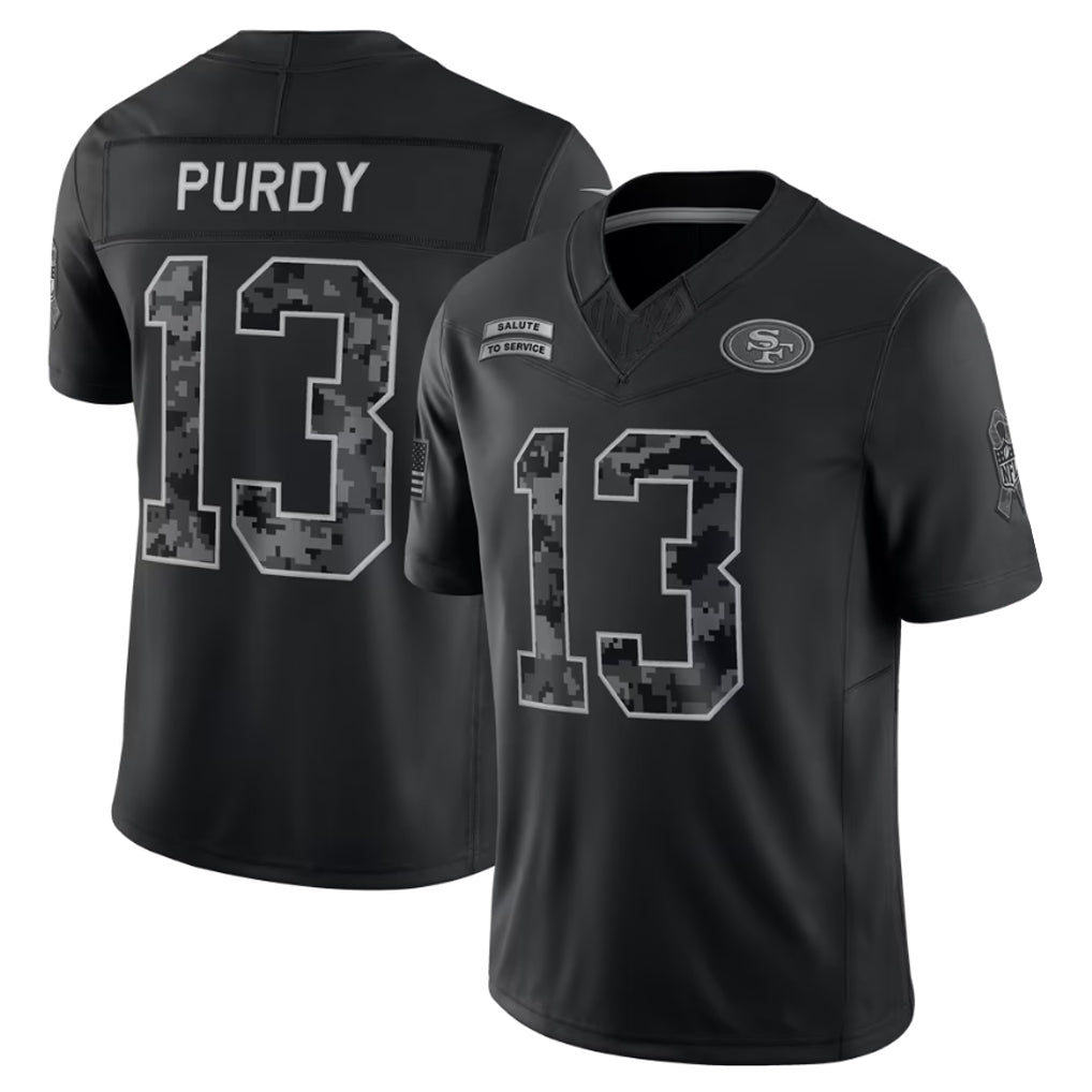 Punc SF.49ers #13 Brock Purdy Player Black Limited 2026 Salute to Service Home Game Stitched Jerseys