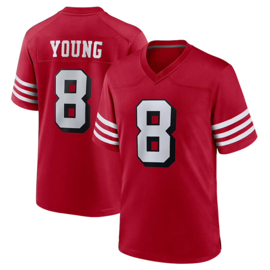 Punc #8 Steve Young Player SF.49ers Scarlet Alternate Game Stitched Jerseys