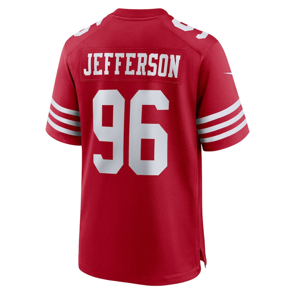 Punc SF.49ers #96 Jordan Jefferson Scarlet Team Game Jersey