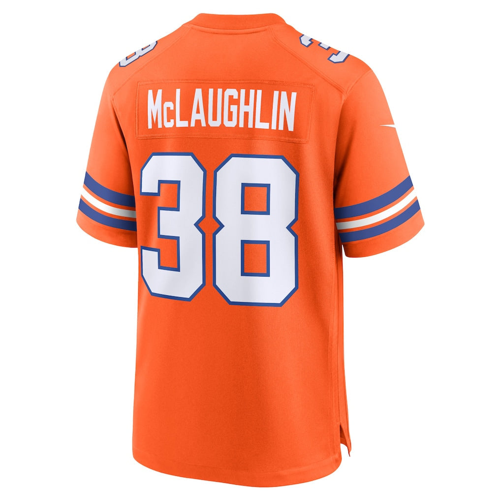 Punc D.Broncos #38 Jaleel McLaughlin Orange Mile High Collection 1977 Throwback Player Game Jersey
